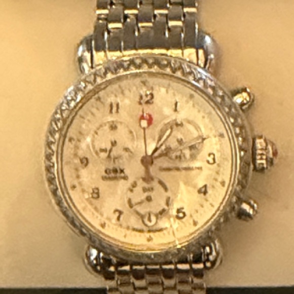 Michele Stainless Steel Csx Diamond Bezel Round Face Mop Watch Mw03m01a1025